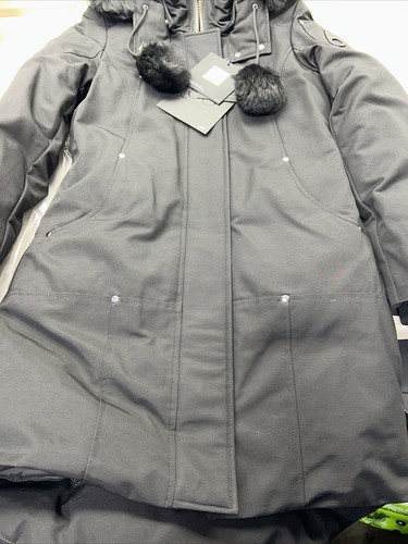 Pre-owned Moose Knuckles Women's Stirling Down Parka Jacket With Fur Trim Hood, Black Sm