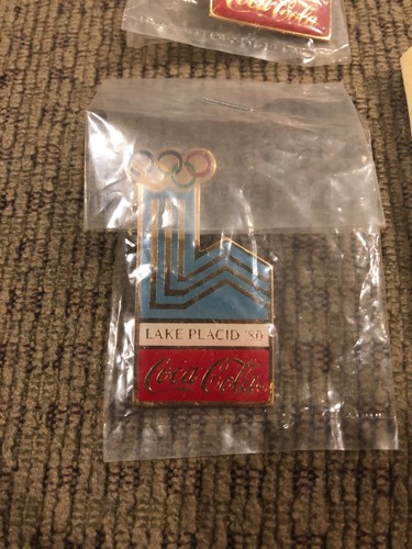 Lot Of 2 Coca-Cola 1980 Lake Placid & 1956 Cortina Olympic Pins Vintage
