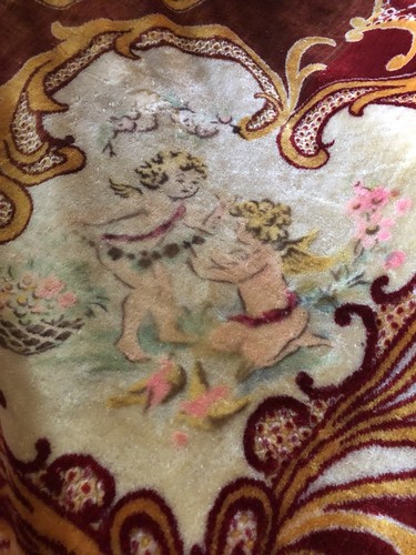 RARE VINTAGE ITALIAN HAND PAINTED COVERLET BEDSPREAD