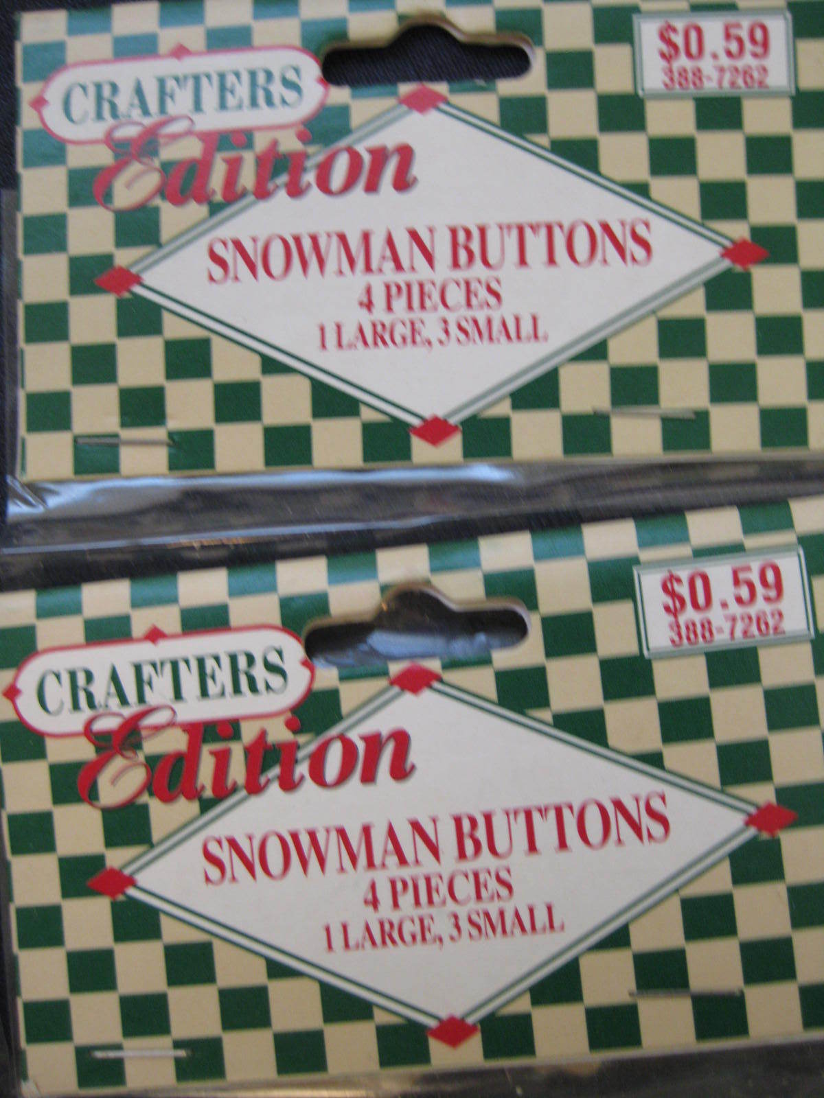 Lot of 10 Packages Unfinished Wood Buttons - Christmas - Candy Cane - Snowman