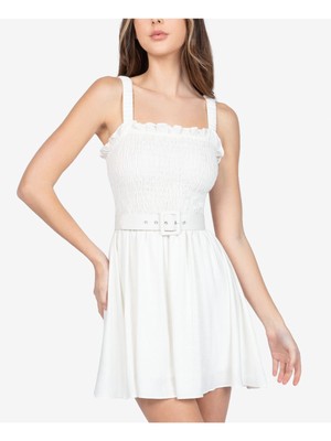 

Женское мини-платье B DARLIN цвета слоновой кости с поясом без рукавов и расклешенным платьем для подростков 7\8, Цвет слоновой кости