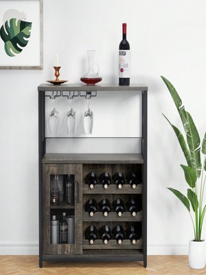 Coffee Wine Bar Cabinet With Storage And Detachable Rack with Sideboard