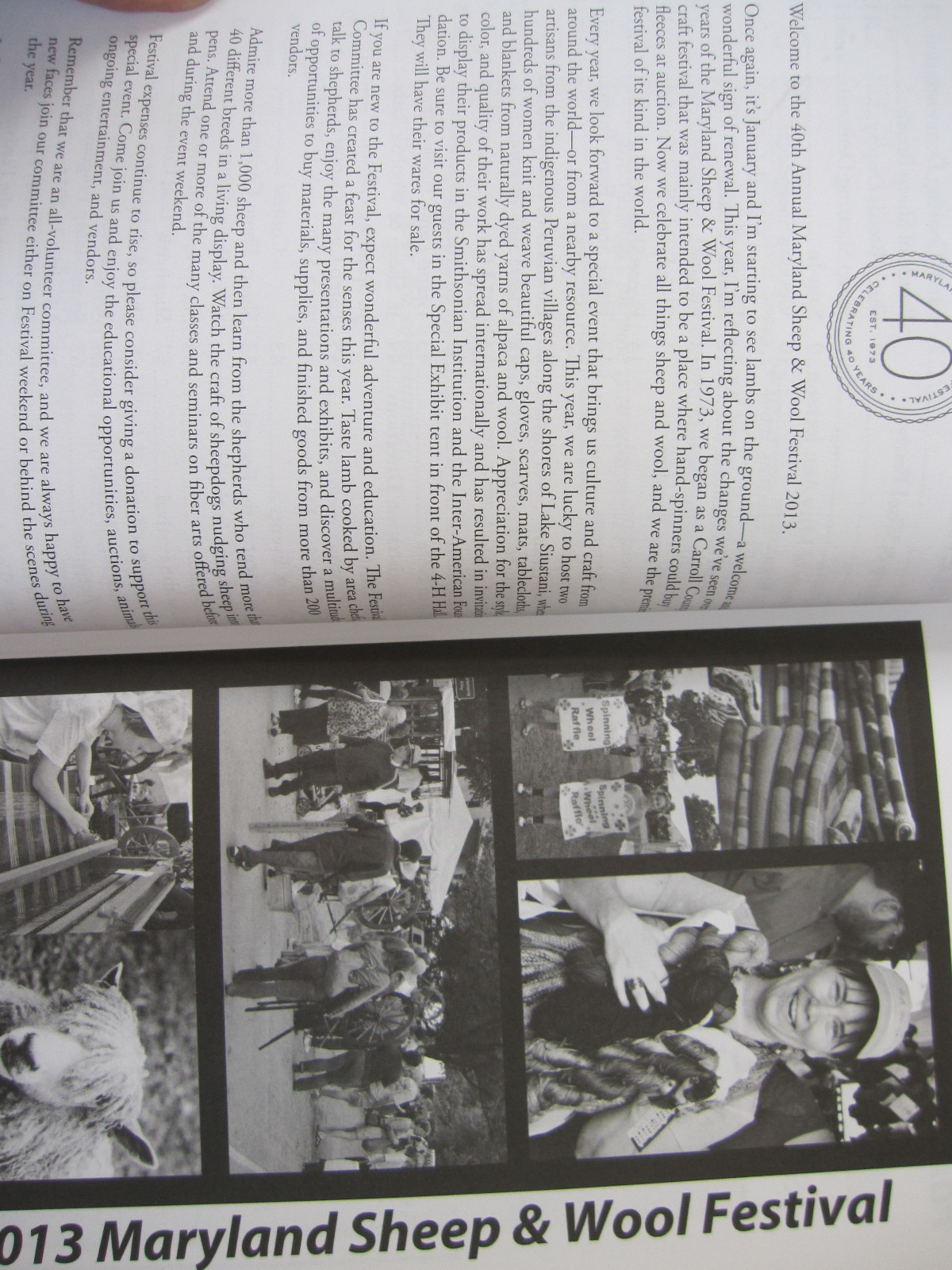 The 40th Anniversary Maryland Sheep & Wool Festival Catalog, 2013