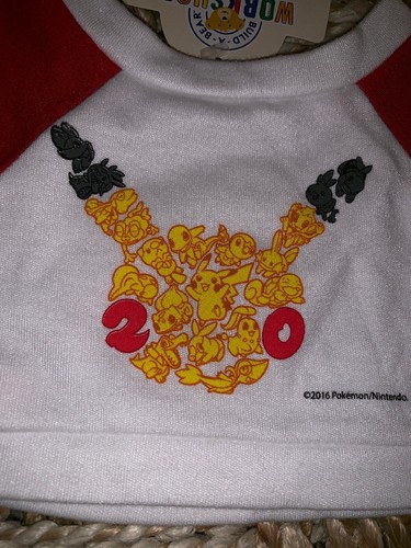 NWT Pokemon Build A Bear Workshop Pikachu Shirt 2016 Limited Edition 20th LE