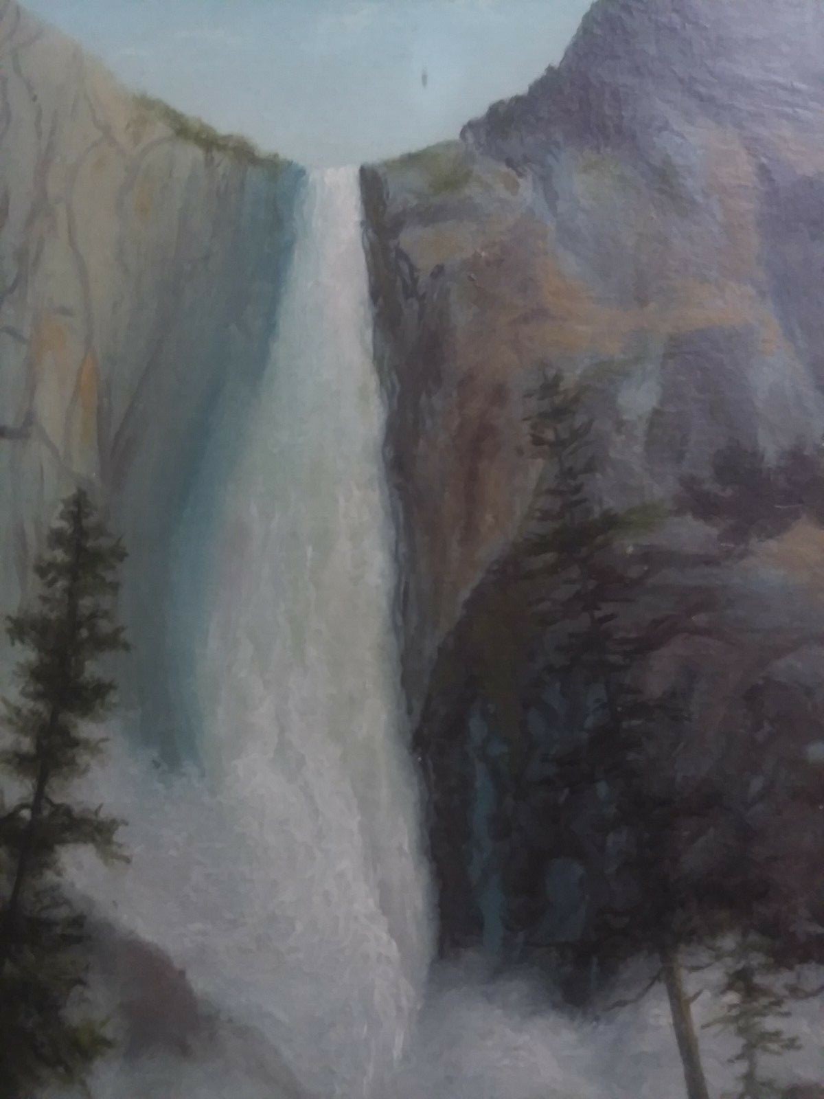 19th century Yosemite painting oil on board BRIDAL VEIL FALLS
