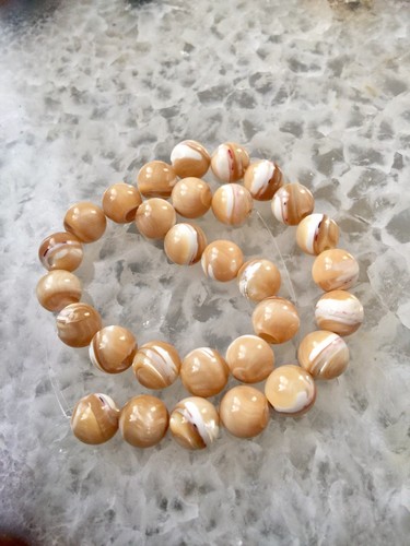 11” Bead Mother Of Pearl Shell Natural 10 Mm Round