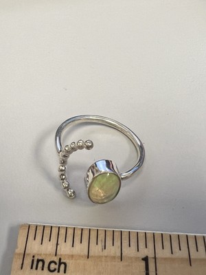 New Sterling Silver Ethiopian Opal Moon Ring 9
