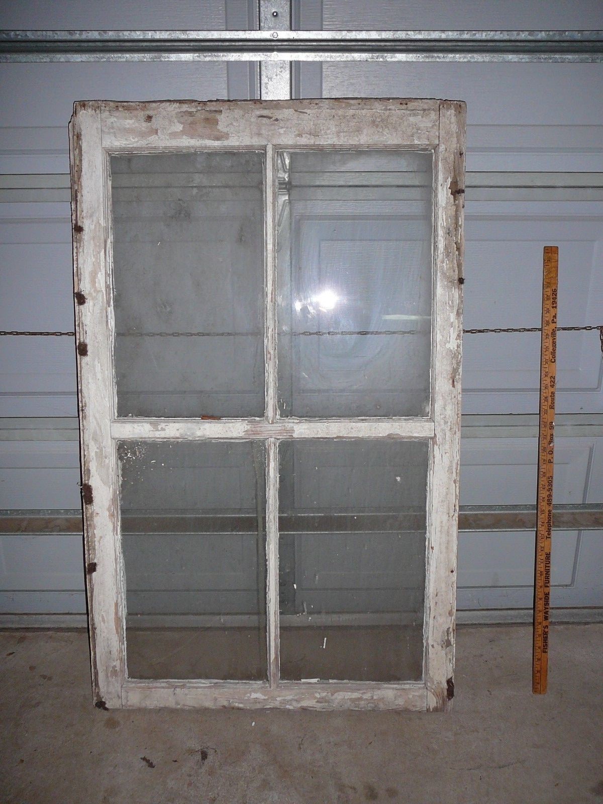 NICE! Old Wood Window 4 Glass Panes 47x28 Sash.Photo Frame Vintage Antique Solid