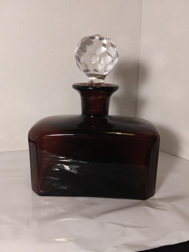 Vintage Hand Blown Purple Glass Decanter Polished Pontil Heavy