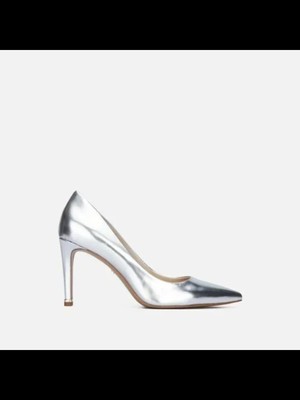 

KENNETH COLE NEW YORK Женские серебристые кожаные туфли-лодочки Riley 85 Stiletto Slip On, Серебряный, KLU8037MS