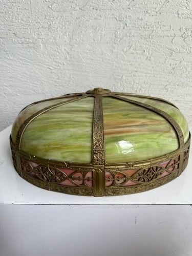 Nouveau 12 Panel Slag Glass Table Lamp Shade