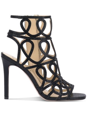 

JESSICA SIMPSON Женские черные ботильоны со стразами и опалитом с открытым носком на шпильке, размер 7 м, Черный, JS-OPALITE