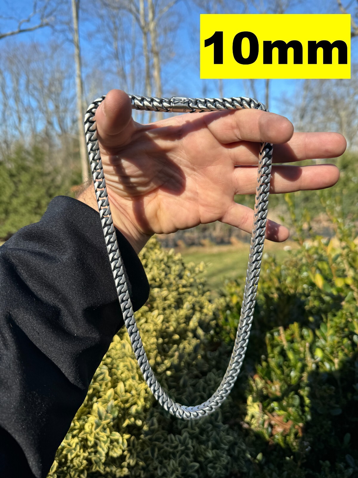 Pre-owned Silver Big 4-10mm Franco Chain Necklace Or Bracelet Oxidized Real 925  Box Clasp