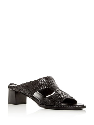 

AQUATALIA Женские черные кожаные шлепанцы Elena Block Heel Slip On, Черный, L2481