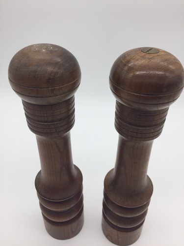 WOODCREST CREATION STYSON SOLID WOOD SALT SHAKER & PEPPER MILL SET  10” Japan
