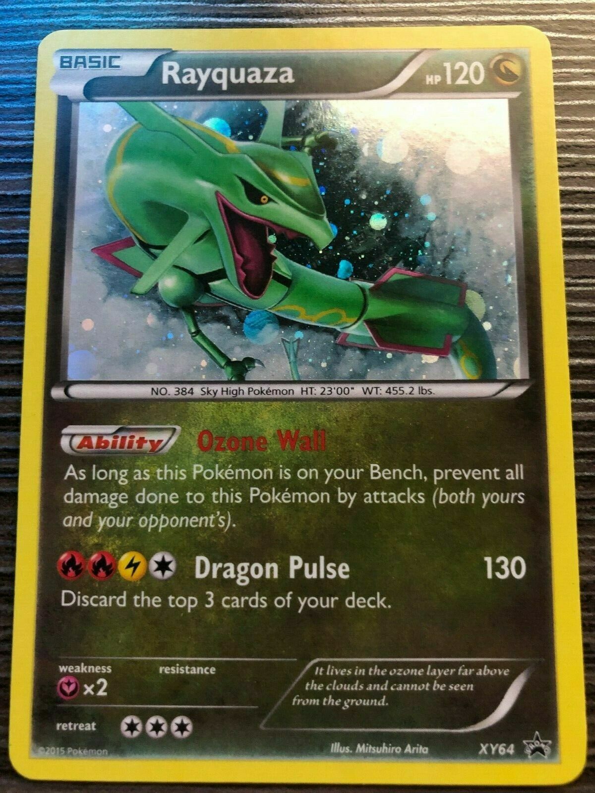 Rayquaza HOLO RARE Legendary Pokemon XY64 Dragon Black Star