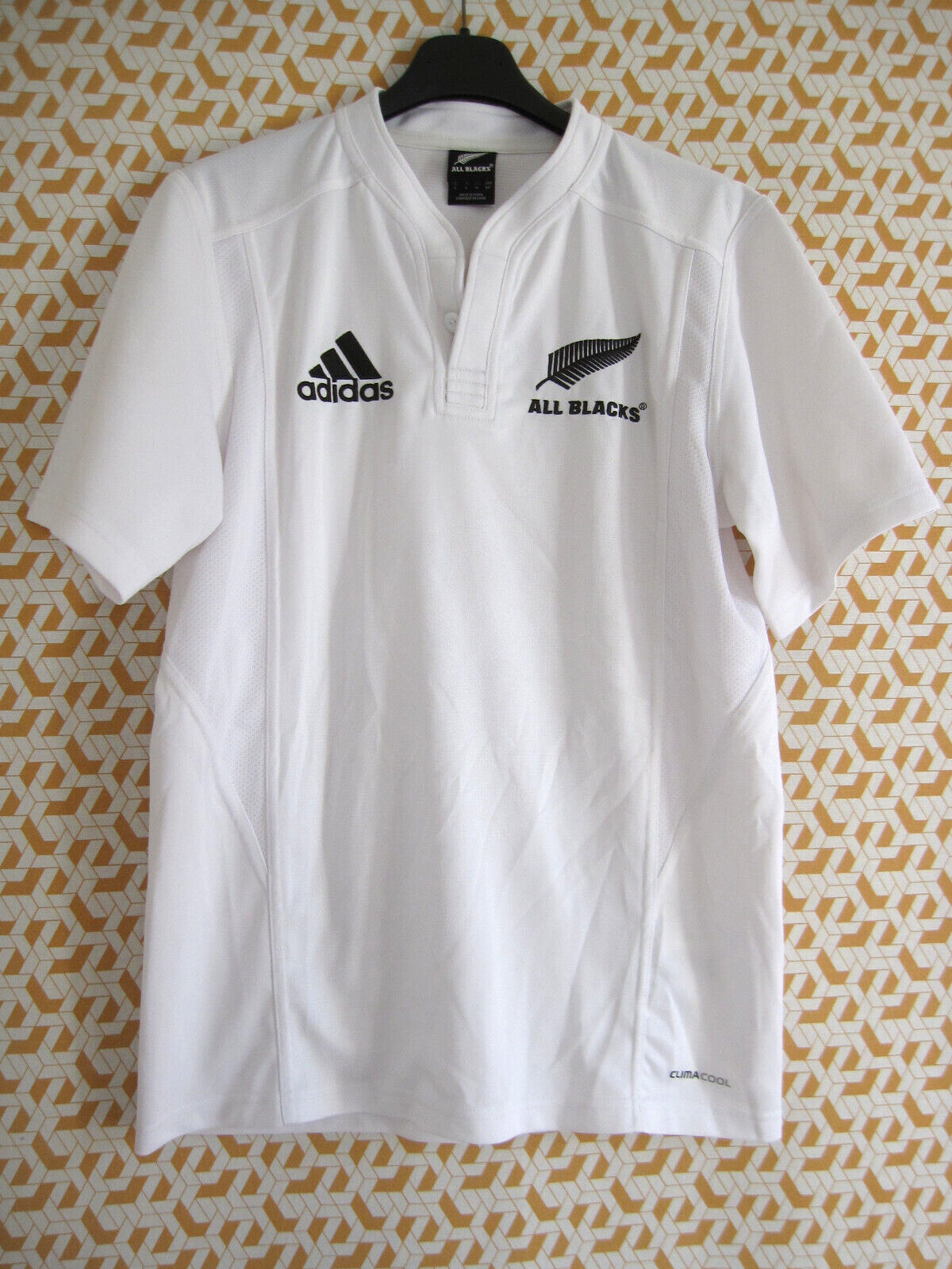 Maillot rugby Adidas All Blacks New Zealand Away Vintage Blanc