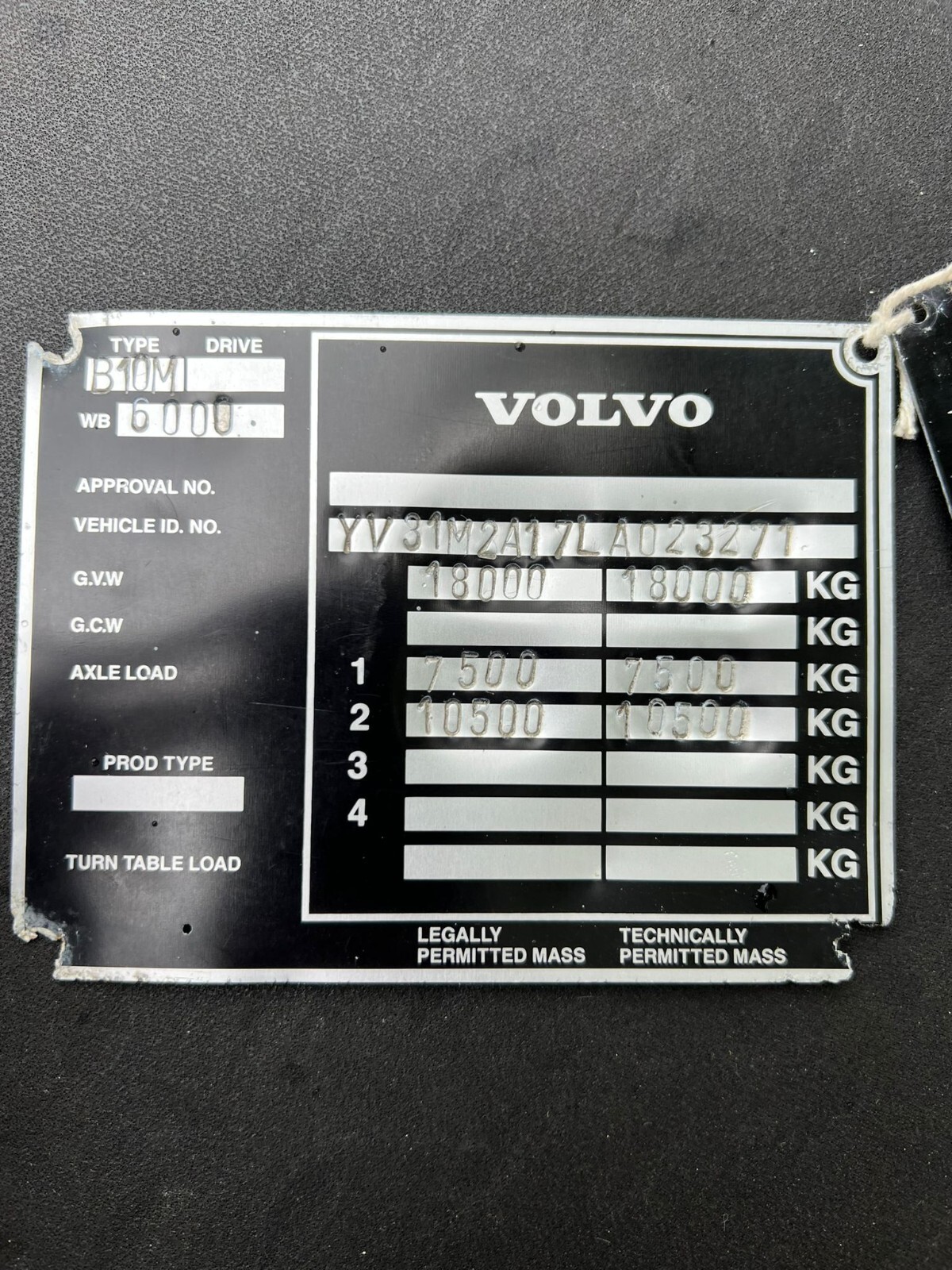Volvo B10M Plaxton Wallace Arnold G512 LWU Bus Coach Chassis Body Plate Badge
