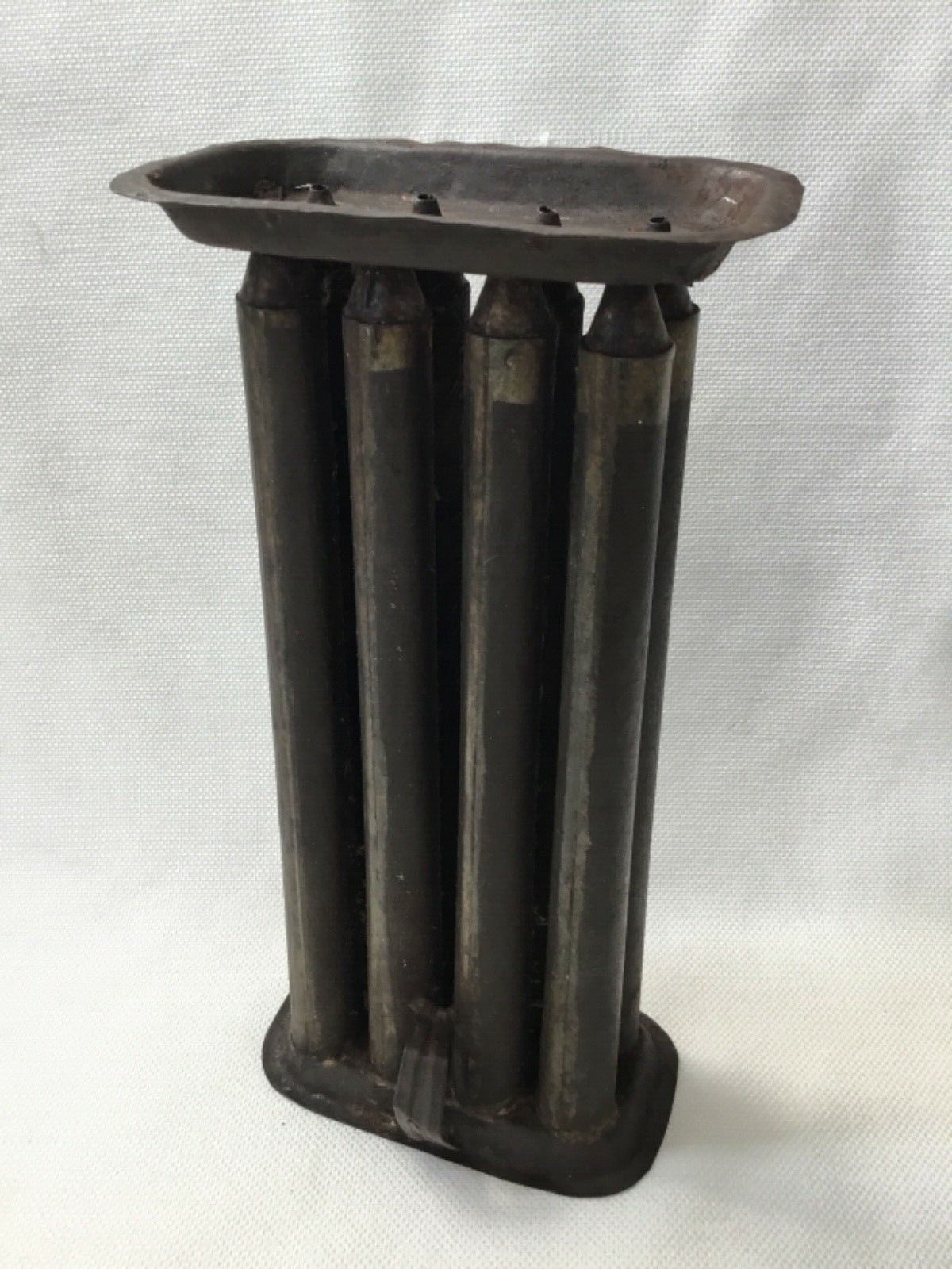VINTAGE PRIMITIVE TIN METAL CANDLESTICK MOLD FOR SET OF 8 CANDLES