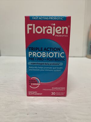Florajen Triple Action Probiotic Pre + Pro + Postbiotic Sup 30 Cap EXP5/26 #483