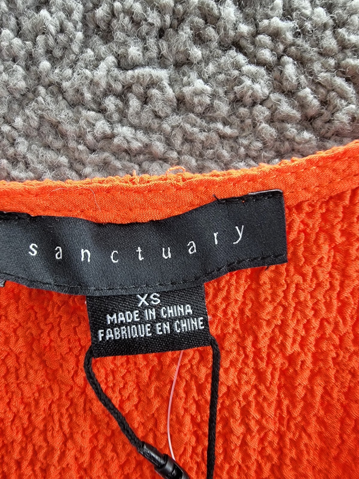Sanctuary Textured Button-Front Peplum Top Women's XS Spicy Orange Elbow Sleeve - Picture 10 of 18