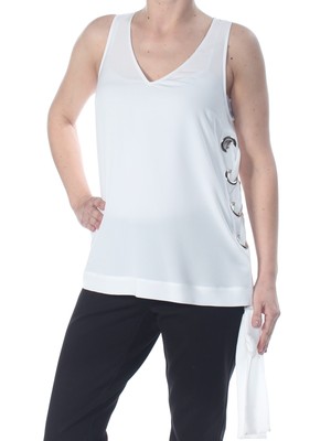 Женская белая кружевная майка без рукавов с V-образным вырезом RACHEL ROY для вечеринок S