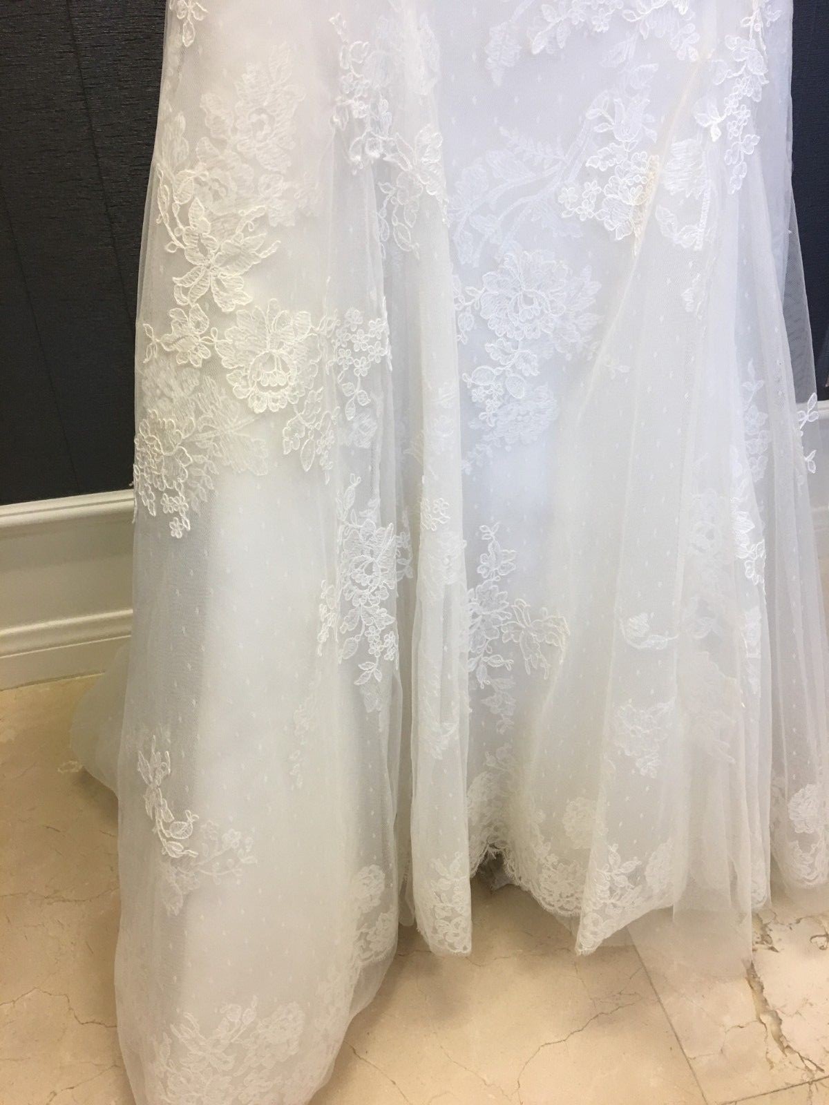 Ivory Strapless Lace Overlay Mermaid Wedding Dress Size 12