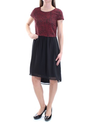 Женское красное платье Hi-Lo с коротким рукавом ниже колена на подкладке KENSIE Womens S