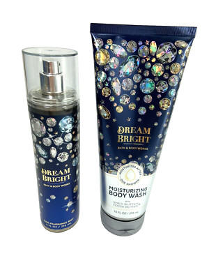 2 Pack BATH & BODY WORKS DREAM BRIGHT Moisturizing Body Wash & Fragrance Mist