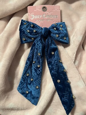 Juicy Couture Dark Blue Rhinestone Bow Hair Clip  (brand new)