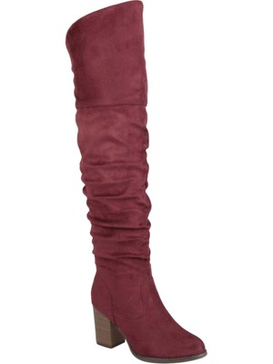 

JOURNEE COLLECTION Женские бордовые ботинки Kaison на блочном каблуке с приподнятым носком, Burgundy, KAISON-WNE-080WC