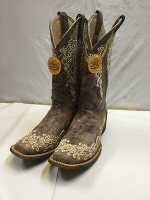 Corral Womens Brown Embroidered Square Toe Western Boot 11 M (Free Shipping)