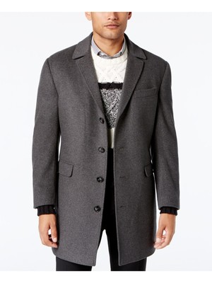 

CALVIN KLEIN Мужское однобортное пальто Minneapolis Grey на пуговицах, Серый, MPOLO7APX001