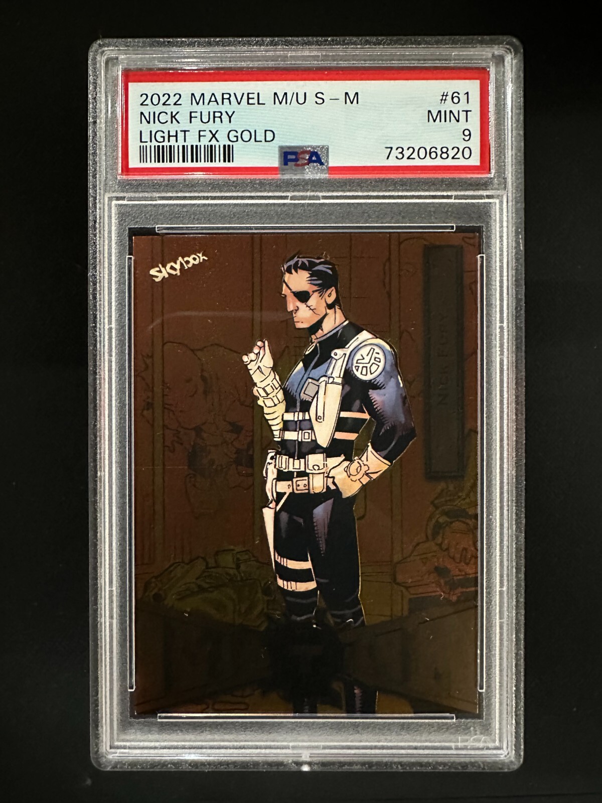 2022 Marvel Metal Universe SM #61 - Nick Fury - Light FX GOLD - PSA 9