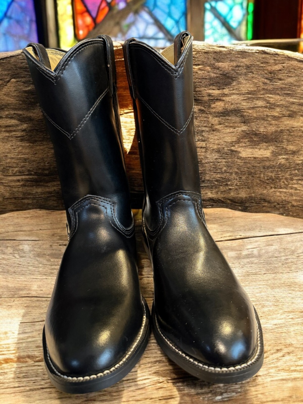 Justin Farm & Ranch Roper Black JB3000 Size 11-D BRAND NEW