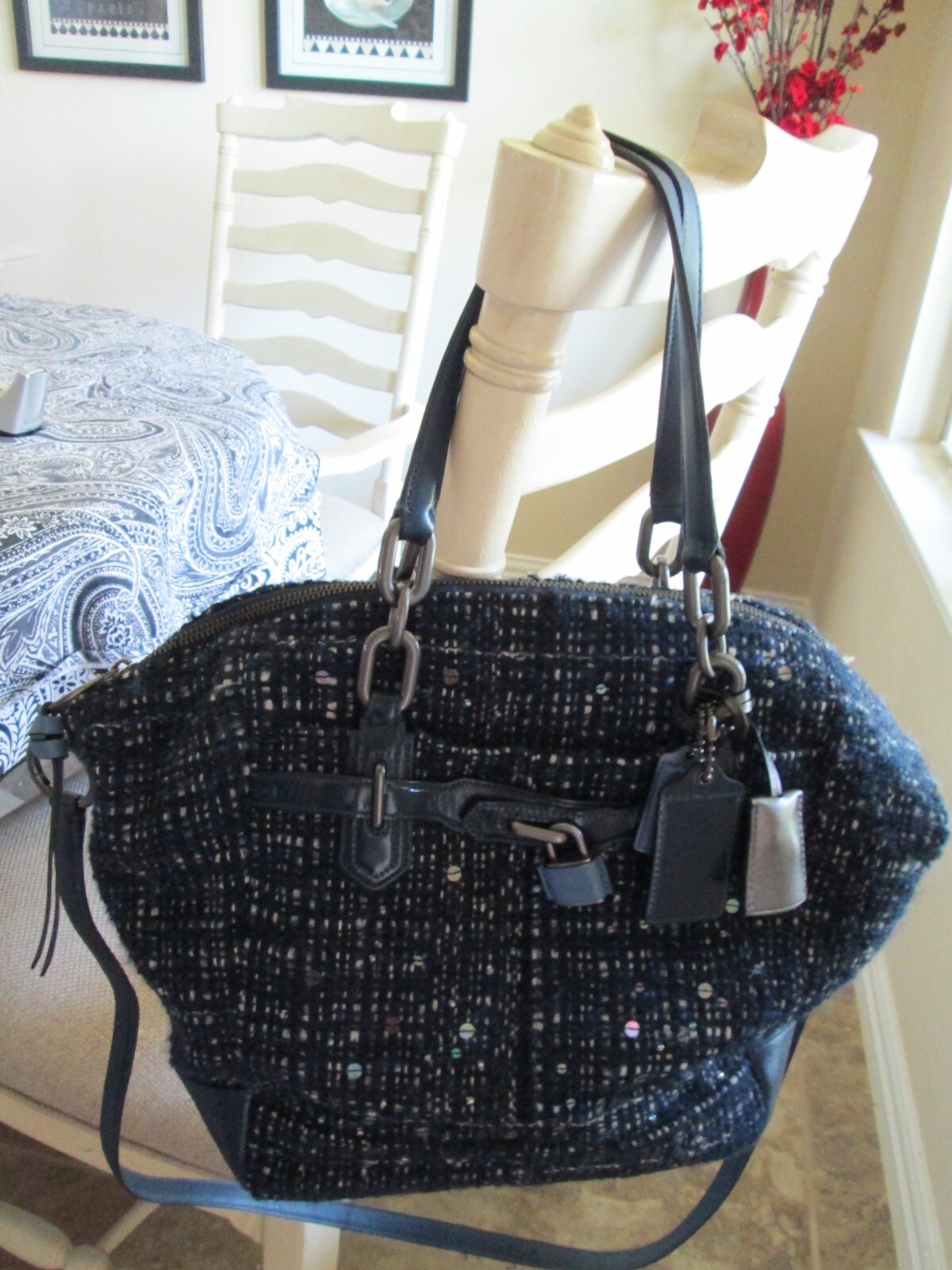 Coach 17813 Chelsea Boucle Emerson Navy Blue  Tweed/SequinEU