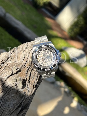 Custom Made MODS Skeleton Watch SUB Style NH70 Auto Movement BLK/WT Bezel