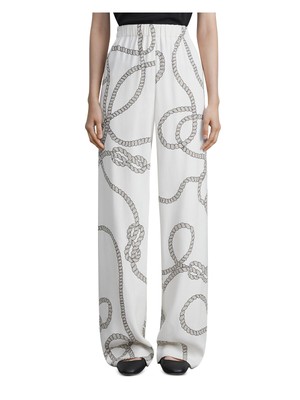

LAFAYETTE 148 NEW YORK Женские широкие брюки цвета слоновой кости со складками и рисунком без застежки, Цвет слоновой кости, MPD11Z-1U95