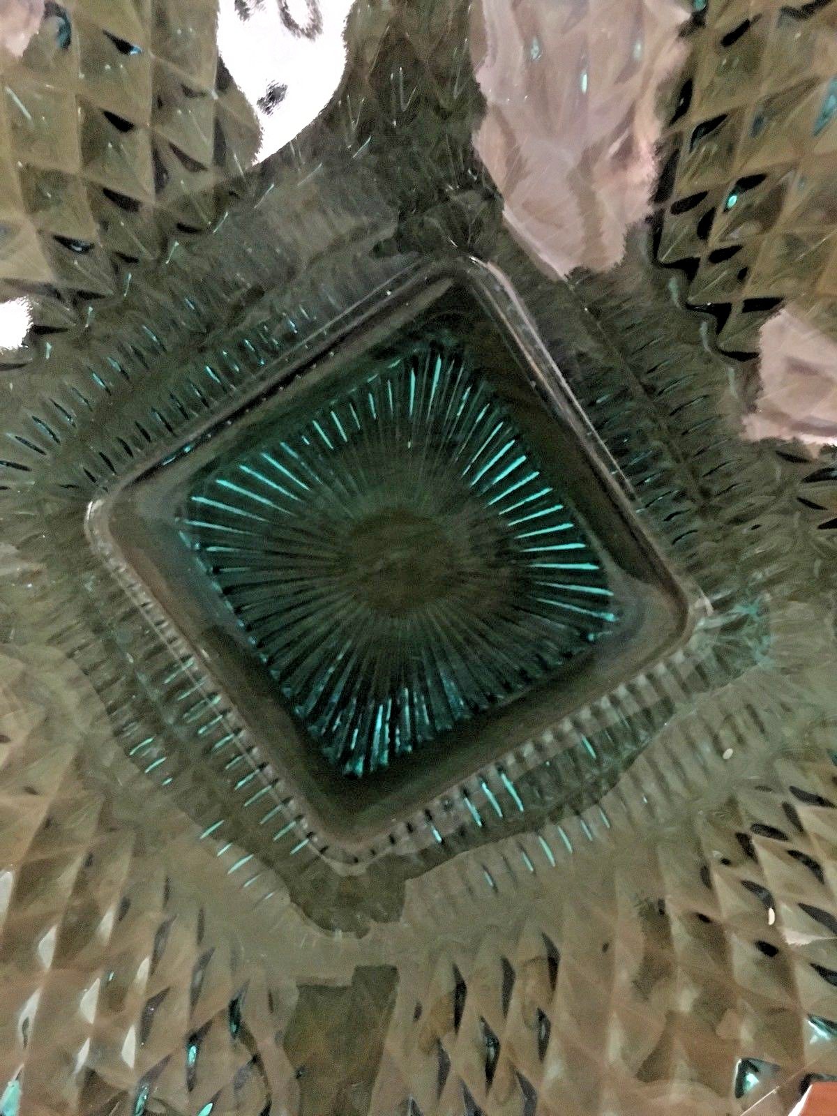 Vintage Blue Colored Glass Square Designed Bowel