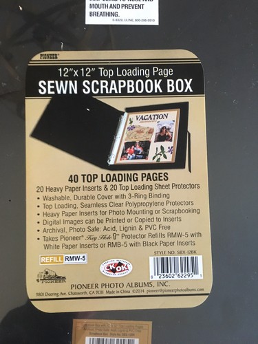 NEW Pioneer 3-Ring Sewn Frame 12x12 Scrapbook Box, Color: Black. #SBX12BK