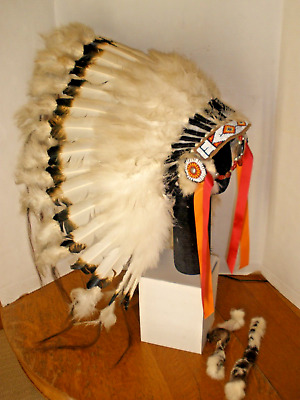 Vintage Native American Indian War Bonnet Headdress Estate Found Bead Work