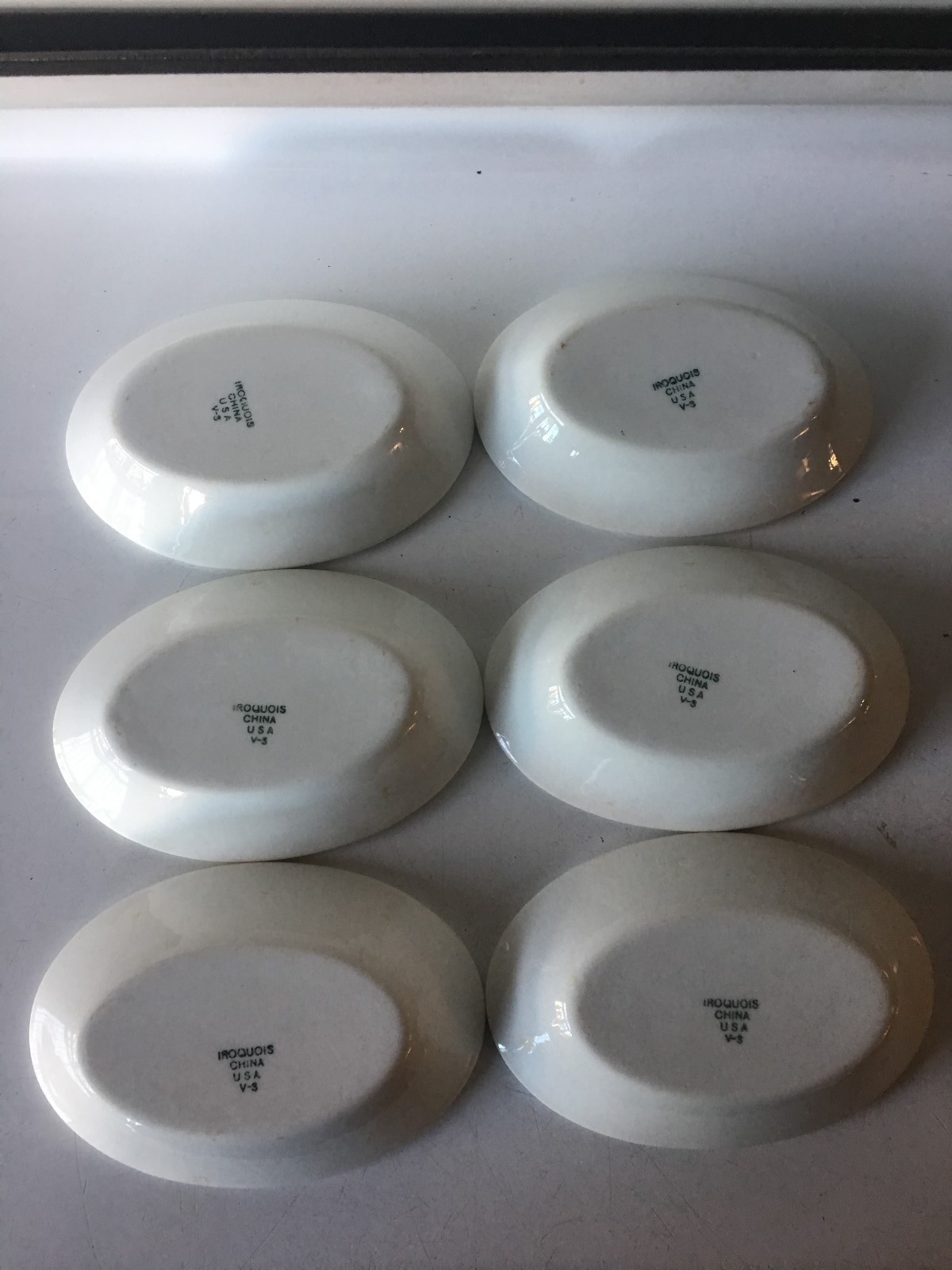Iroquois restaurant side dishes, set of six.  Overall size 4 3/4