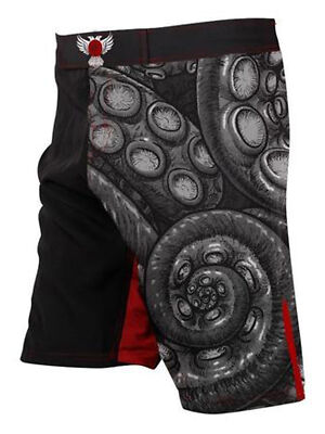 Raven Fightwear Men's Kraken Octopus BJJ MMA Shorts Black 