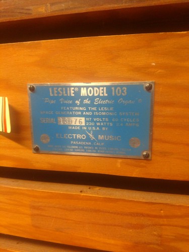 LESLIE multi-rank speaker model 103 CABINET Gulbransen Rialto Organ model k