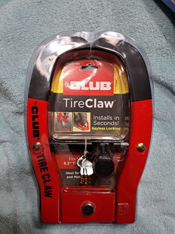 THE CLUB TIRE CLAW X-LARGE Motorcycle Fat Tire SECURITY LOCK (model 493) New