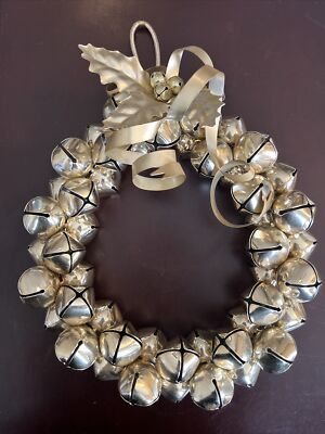Jingle Bells Sleigh Bells Ring Christmas Decor Med 8 inch Gold w/Hanger