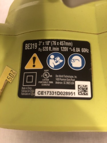 Ryobi ZRBE319 6-Amp 3 in. x 18 in. Belt Sander