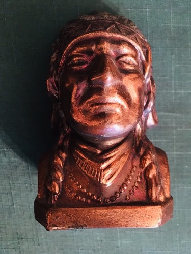 Vintage Indian Head Metal Bank-5x2 1/2x 2 1/2”