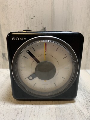Sony ICF-A10W Black AM/FM Radio Cube Clock  Alarm TESTED and Working