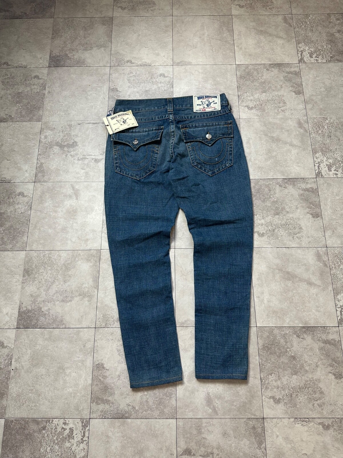 希少Y2K 00sTrue Religion 白 デニムパンツ　チーフキーフ NWT Vintage True Religion Y2K Blue Denim Chief Keef Style